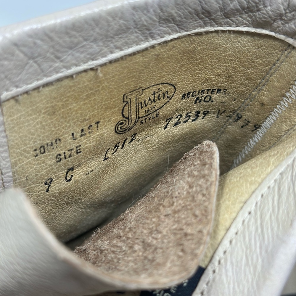 Justin Cream Lace-Up Women's Boots Size 9 - Picture 10 of 11